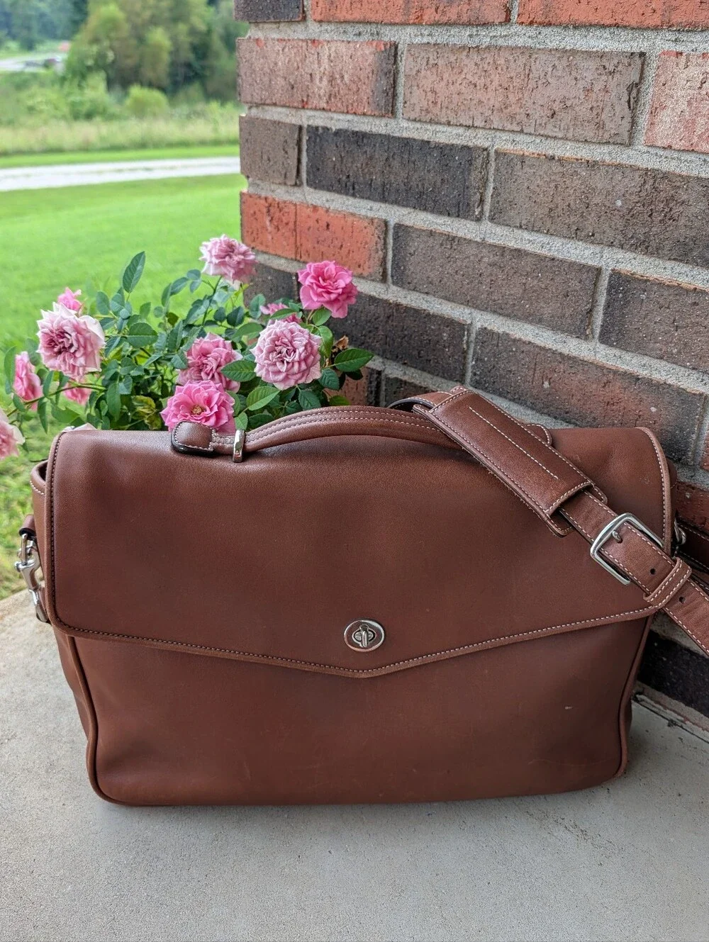 🤎 Vintage Coach Wellington #F06457 Genuine Smooth Leather Adjustable Messenger